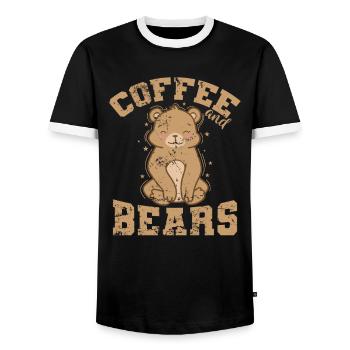 Café et ours Animal forestier - T-shirt contrasté Homme - noir/blanc - Devant - AI Model Female 172 light (172cm) & AI Model Male 178 light (178cm)