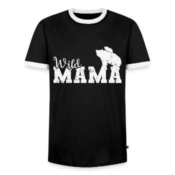 Wild Mama Bär Wald Tier - Männer Kontrast-T-Shirt - Schwarz/Weiß - Vorne - AI Model Female 172 light (172cm) & AI Model Male 178 light (178cm)