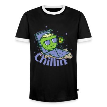 Chillin coconut on the beach exotic - Men's Ringer Shirt - black/white - Front - AI Model Female 172 light (172cm) & AI Model Male 178 light (178cm)