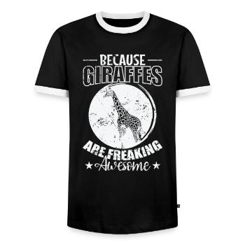 Parce que les girafes sont géniales - T-shirt contrasté Homme - noir/blanc - Devant - AI Model Female 172 light (172cm) & AI Model Male 178 light (178cm)