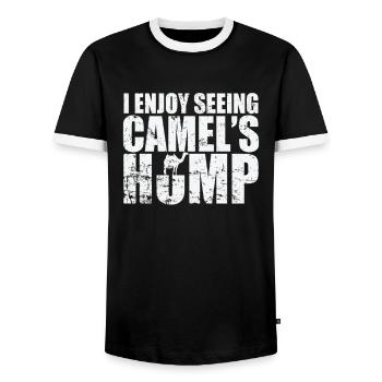 I enjoy seeing Camel's Hump Dromedar - Männer Kontrast-T-Shirt - Schwarz/Weiß - Vorne - AI Model Female 172 light (172cm) & AI Model Male 178 light (178cm)