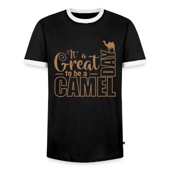 It's a great Day to be a Camel Dromedar - Men's Ringer Shirt - black/white - Front - AI Model Female 172 light (172cm) & AI Model Male 178 light (178cm)