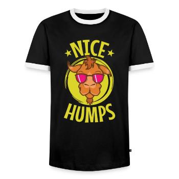 nice Humps cooles Kamel Dromedar - Männer Kontrast-T-Shirt - Schwarz/Weiß - Vorne - AI Model Female 172 light (172cm) & AI Model Male 178 light (178cm)