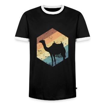 Camel Dromedary Caravan Hump Desert - Men's Ringer Shirt - black/white - Front - AI Model Female 172 light (172cm) & AI Model Male 178 light (178cm)