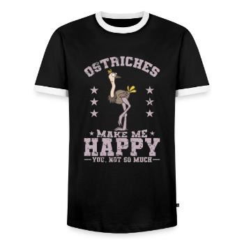 Les autruches me rendent heureux Pas tellement - T-shirt contrasté Homme - noir/blanc - Devant - AI Model Female 172 light (172cm) & AI Model Male 178 light (178cm)