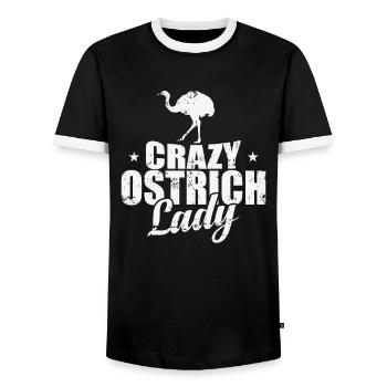 Crazy Ostrich Lady Bird Ostrich - Men's Ringer Shirt - black/white - Front - AI Model Female 172 light (172cm) & AI Model Male 178 light (178cm)