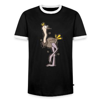 Bird ostrich is confused ratite - Men's Ringer Shirt - black/white - Front - AI Model Female 172 light (172cm) & AI Model Male 178 light (178cm)