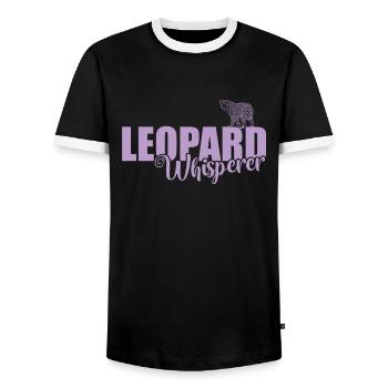 Leopard Whisperer Big Cat Predator - Men's Ringer Shirt - black/white - Front - AI Model Female 172 light (172cm) & AI Model Male 178 light (178cm)