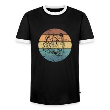 Leopard Portrait Big Cat Predator - Men's Ringer Shirt - black/white - Front - AI Model Female 172 light (172cm) & AI Model Male 178 light (178cm)