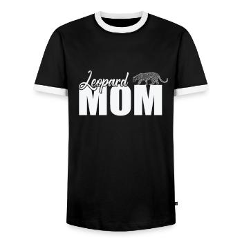 Leopard Mom Big Cat Africa - Men's Ringer Shirt - black/white - Front - AI Model Female 172 light (172cm) & AI Model Male 178 light (178cm)
