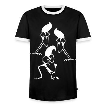 3 ravens - Men's Ringer Shirt - black/white - Front - AI Model Female 172 light (172cm) & AI Model Male 178 light (178cm)