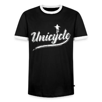 Unicycle Balance Sport Hobby - Men's Ringer Shirt - black/white - Front - AI Model Female 172 light (172cm) & AI Model Male 178 light (178cm)