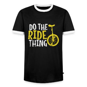Do the Ride Thing Einrad Hobby Sport - Männer Kontrast-T-Shirt - Schwarz/Weiß - Vorne - AI Model Female 172 light (172cm) & AI Model Male 178 light (178cm)