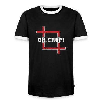 Oh Crop! Foto Fotograf Kamera - Männer Kontrast-T-Shirt - Schwarz/Weiß - Vorne - AI Model Female 172 light (172cm) & AI Model Male 178 light (178cm)