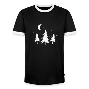 Forest at night Nature Forest Environment - Men's Ringer Shirt - black/white - Front - AI Model Female 172 light (172cm) & AI Model Male 178 light (178cm)