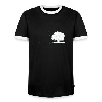 Arbre dans le champ feuilles de nature - T-shirt contrasté Homme - noir/blanc - Devant - AI Model Female 172 light (172cm) & AI Model Male 178 light (178cm)