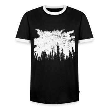 Forest at night nature leaves environment - Men's Ringer Shirt - black/white - Front - AI Model Female 172 light (172cm) & AI Model Male 178 light (178cm)