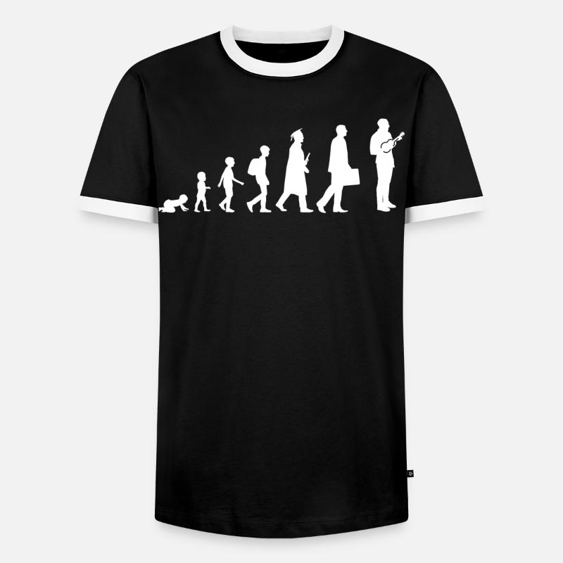 Evolution Ukulele - Männer Kontrast-T-Shirt - Schwarz/Weiß