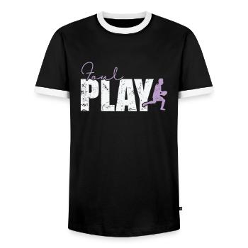 Foul Play Rugby - Men's Ringer Shirt - black/white - Front - AI Model Female 172 light (172cm) & AI Model Male 178 light (178cm)