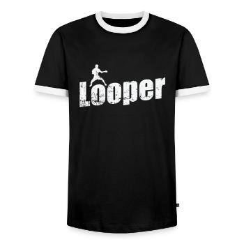 Looper Frisbee - Men's Ringer Shirt - black/white - Front - AI Model Female 172 light (172cm) & AI Model Male 178 light (178cm)