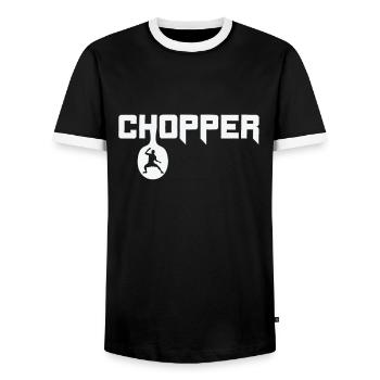 Chopper Frisbee - Men's Ringer Shirt - black/white - Front - AI Model Female 172 light (172cm) & AI Model Male 178 light (178cm)