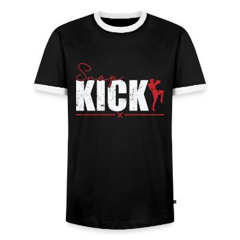 Snap Kick MMA Taekwondo - Men's Ringer Shirt - black/white - Front - AI Model Female 172 light (172cm) & AI Model Male 178 light (178cm)