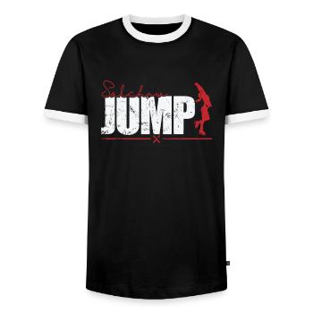 Salchow Jump Eiskunstlauf - Männer Kontrast-T-Shirt - Schwarz/Weiß - Vorne - AI Model Female 172 light (172cm) & AI Model Male 178 light (178cm)