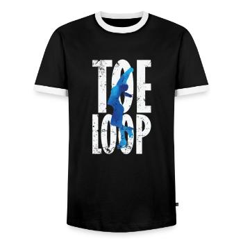 Toeloop Eiskunstlauf - Männer Kontrast-T-Shirt - Schwarz/Weiß - Vorne - AI Model Female 172 light (172cm) & AI Model Male 178 light (178cm)