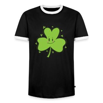 Shamrock St. Patrick’s Day Fun - T-shirt contrasté Homme - noir/blanc - Devant - AI Model Female 172 light (172cm) & AI Model Male 178 light (178cm)