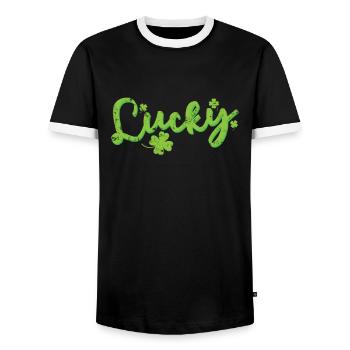 Lucky Irisch St. Patricks Day - Männer Kontrast-T-Shirt - Schwarz/Weiß - Vorne - AI Model Female 172 light (172cm) & AI Model Male 178 light (178cm)