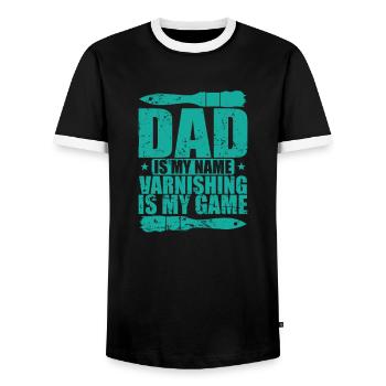 Papa est mon nom Le vernissage est mon jeu - T-shirt contrasté Homme - noir/blanc - Devant - AI Model Female 172 light (172cm) & AI Model Male 178 light (178cm)