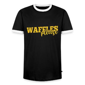 Waffles please Snack Gebäck Teig Bäcker - Männer Kontrast-T-Shirt - Schwarz/Weiß - Vorne - AI Model Female 172 light (172cm) & AI Model Male 178 light (178cm)