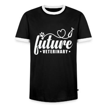 Future Veterinary Profession - Men's Ringer Shirt - black/white - Front - AI Model Female 172 light (172cm) & AI Model Male 178 light (178cm)