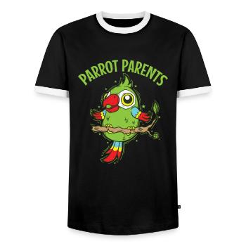 Perroquet Parents Animal Oiseau - T-shirt contrasté Homme - noir/blanc - Devant - AI Model Female 172 light (172cm) & AI Model Male 178 light (178cm)