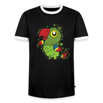 Parrot Dancing Bird Talking Animal - Men's Ringer Shirt - black/white - Front - AI Model Female 172 light (172cm) & AI Model Male 178 light (178cm)