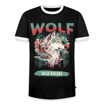 Loup tête de loup Nature nature sauvage aventure forêt Art - T-shirt contrasté Homme - noir/blanc - Devant - AI Model Female 172 light (172cm) & AI Model Male 178 light (178cm)