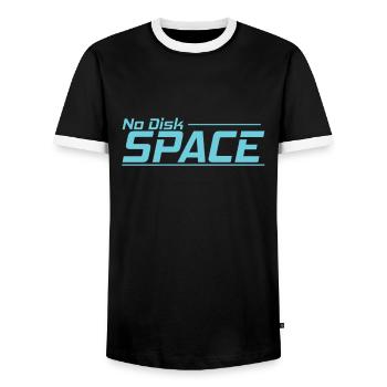 No Disk Space retro memory module - Men's Ringer Shirt - black/white - Front - AI Model Female 172 light (172cm) & AI Model Male 178 light (178cm)