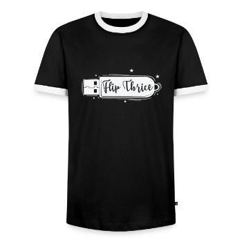 Flip Thrice USB Stick Retro Storage Module - Men's Ringer Shirt - black/white - Front - AI Model Female 172 light (172cm) & AI Model Male 178 light (178cm)
