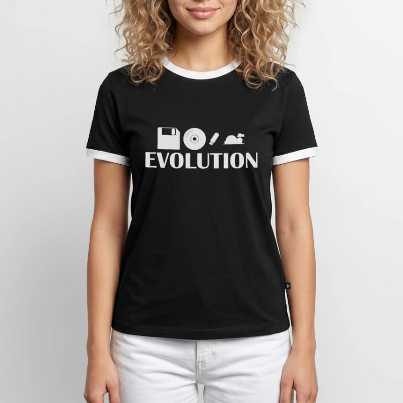 Evolution Floppy CD USB Stick Cloud Men's Ringer Shirt