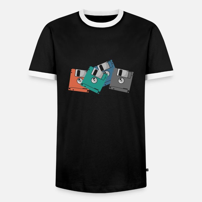 bunte Disketten Retrospeichermodul Datenträger - Männer Kontrast-T-Shirt - Schwarz/Weiß