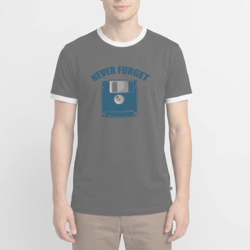 Never Forget Floppy Disk Retro Memory Module Men's Ringer Shirt