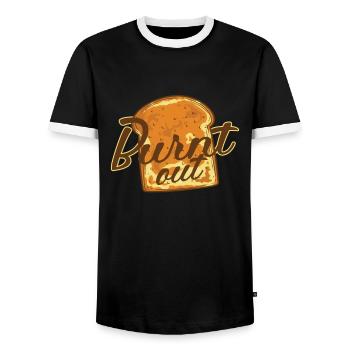Boulangerie de pain brûlée Boulangerie - T-shirt contrasté Homme - noir/blanc - Devant - AI Model Female 172 light (172cm) & AI Model Male 178 light (178cm)