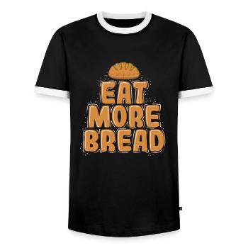 Mangez plus de pain boulangerie boulangerie - T-shirt contrasté Homme - noir/blanc - Devant - AI Model Female 172 light (172cm) & AI Model Male 178 light (178cm)