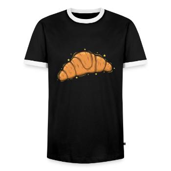 Bread Baker Croissant Coissant Baked Goods - Men's Ringer Shirt - black/white - Front - AI Model Female 172 light (172cm) & AI Model Male 178 light (178cm)