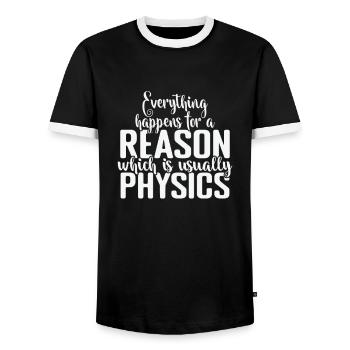 Everything happens for a Reason Physics - Men's Ringer Shirt - black/white - Front - AI Model Female 172 light (172cm) & AI Model Male 178 light (178cm)