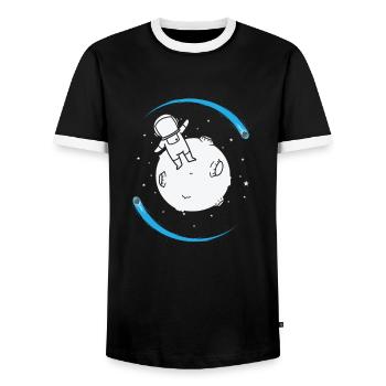 Shooting Stars with Astronaut Space Sky - Men's Ringer Shirt - black/white - Front - AI Model Female 172 light (172cm) & AI Model Male 178 light (178cm)