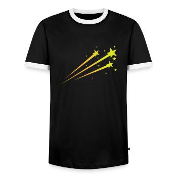 shooting stars, night sky, astronomy - Men's Ringer Shirt - black/white - Front - AI Model Female 172 light (172cm) & AI Model Male 178 light (178cm)