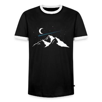 Shooting stars over mountains sky - Men's Ringer Shirt - black/white - Front - AI Model Female 172 light (172cm) & AI Model Male 178 light (178cm)