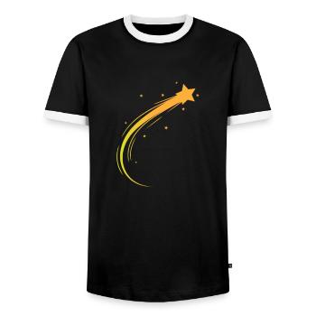 Étoile Filante, Espace, Astéroïde - T-shirt contrasté Homme - noir/blanc - Devant - AI Model Female 172 light (172cm) & AI Model Male 178 light (178cm)