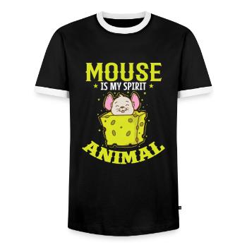 Mouse is my spirit Animal Pet - Men's Ringer Shirt - black/white - Front - AI Model Female 172 light (172cm) & AI Model Male 178 light (178cm)